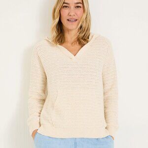 FatFace Sutton Light Natural Textured Knitted Hoodie